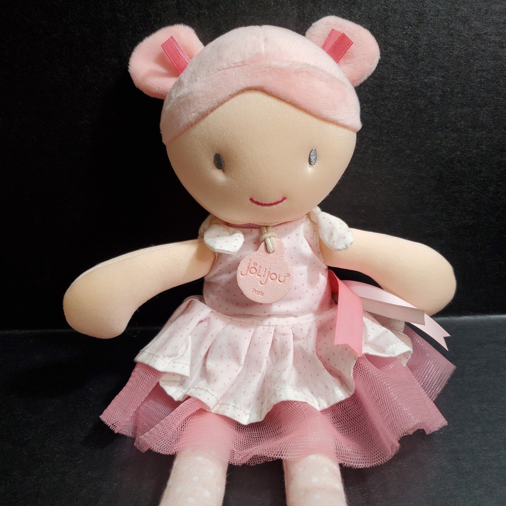 Doudou et Compagnie My Dancer Doll Pink Ballerina Soft Plush 14" Doll, Pink Hair
